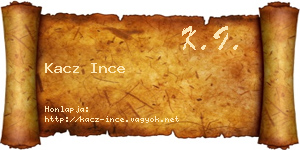 Kacz Ince névjegykártya